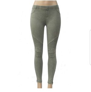 Olive Green Beulah Moto Leggings